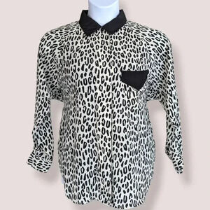 Vintage Sentiments B&W Cheetah Print Blouse